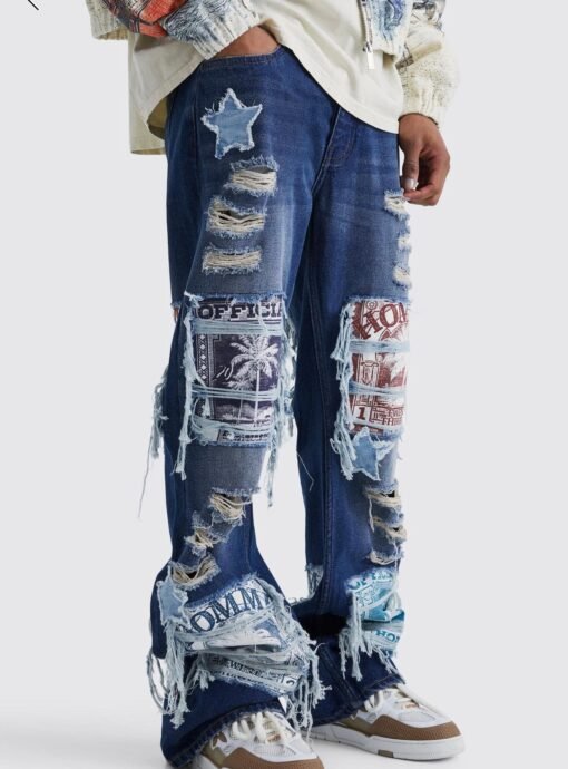 Flare aplique jeans oversized